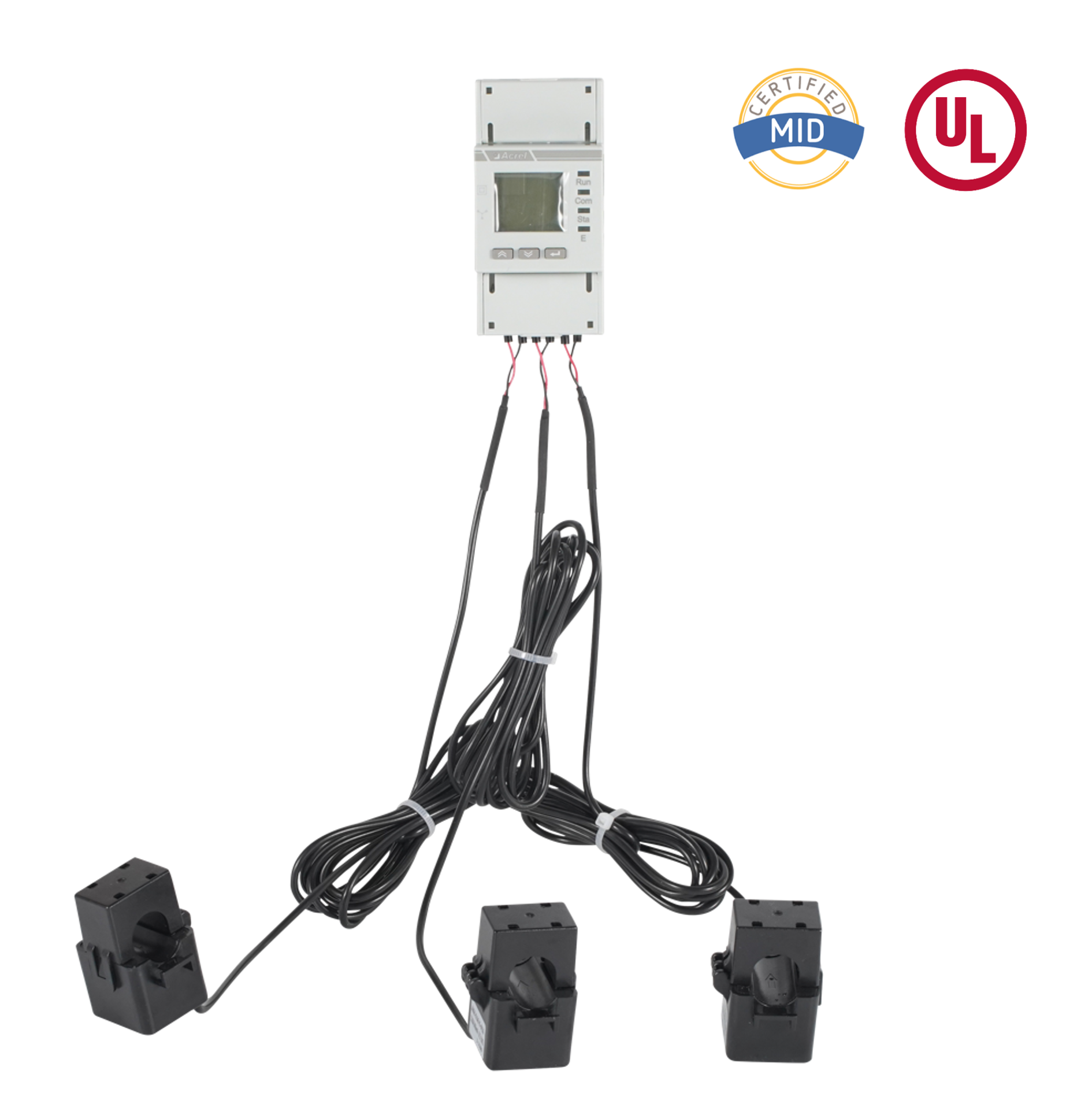 เครื่องวัดพลังงานไฟฟ้ากระแสสลับสามเฟสที่ผ่านการรับรองจาก UL พร้อม CT แบบแยกส่วน