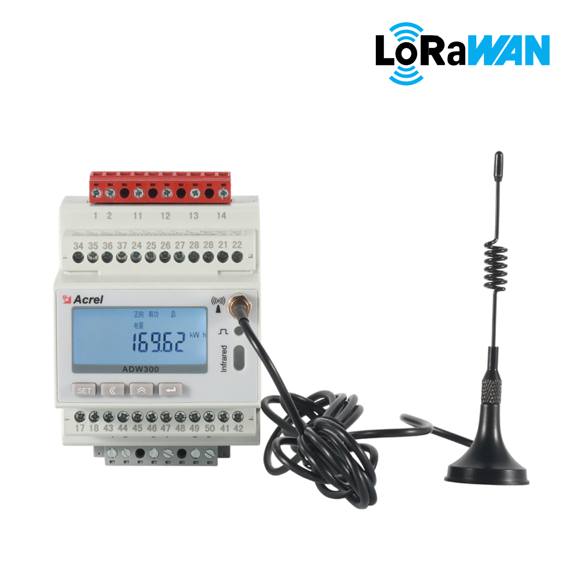 เครื่องวัดพลังงาน LoRaWAN EU868MHz ไร้สาย AC สามเฟส